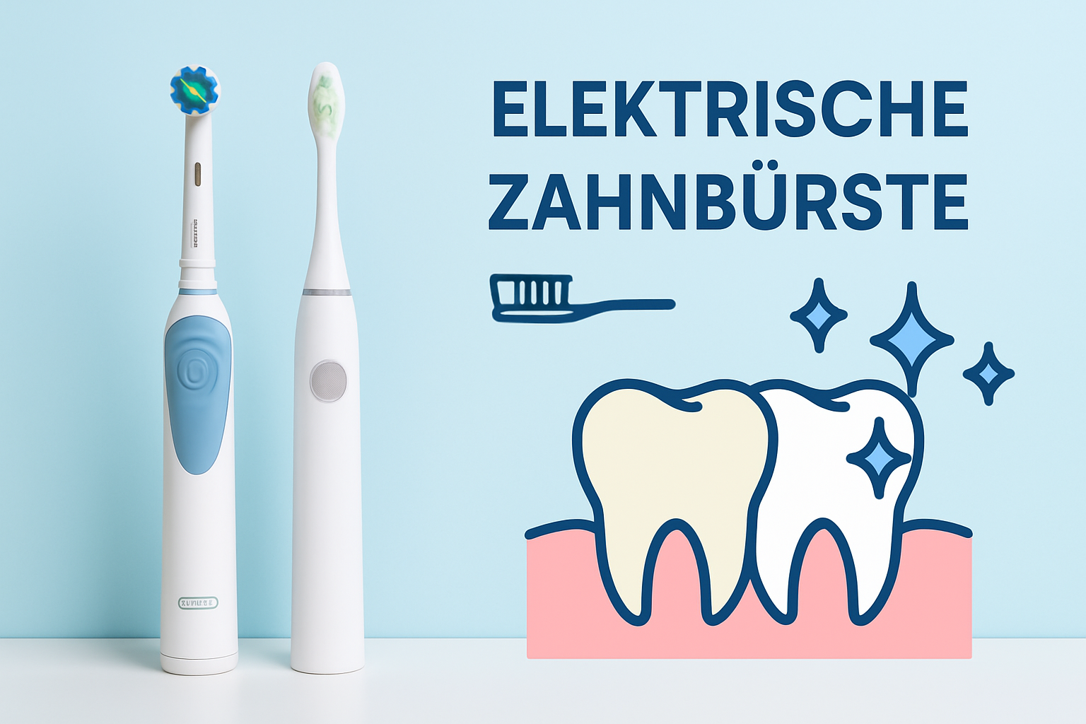 Strahlendes Lächeln mit weißen Zähnen durch elektrische Zahnbürste mit Whitening-Funktion