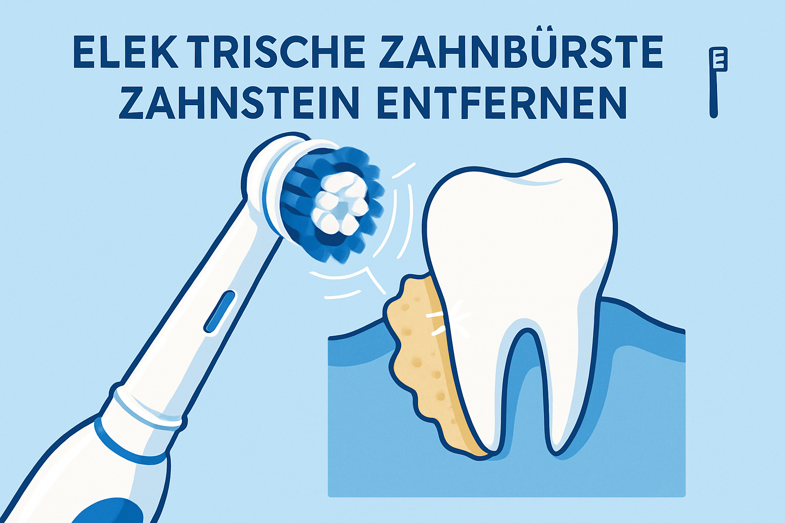Nahaufnahme einer elektrischen Zahnbürste beim Reinigen der Zähne zur Zahnsteinprävention