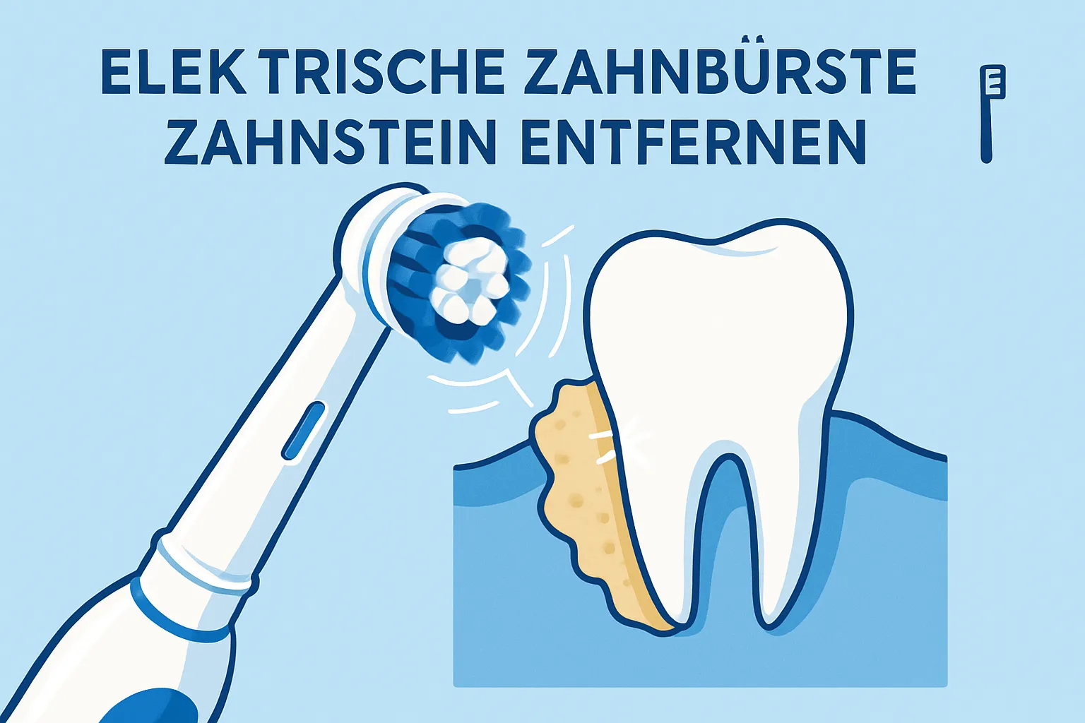 Nahaufnahme einer elektrischen Zahnbürste beim Reinigen der Zähne zur Zahnsteinprävention
